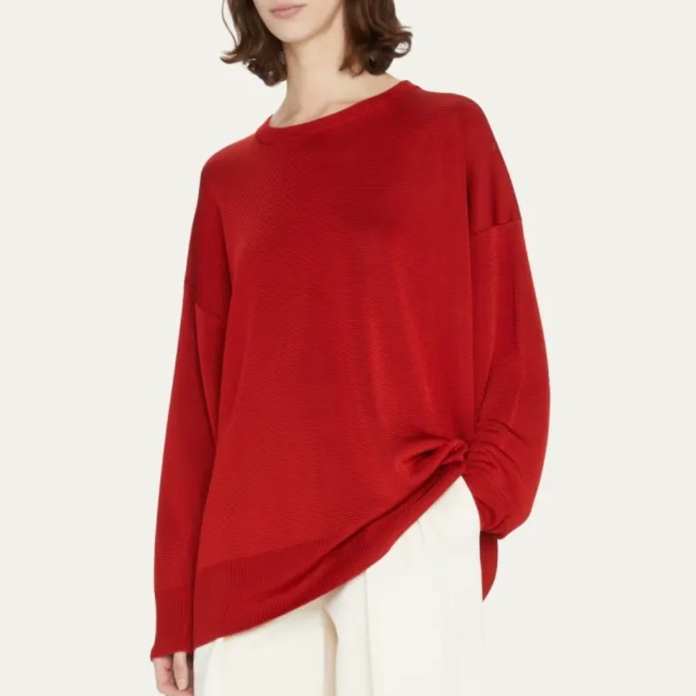 The Row Red Oversized Crew Neck Sweater